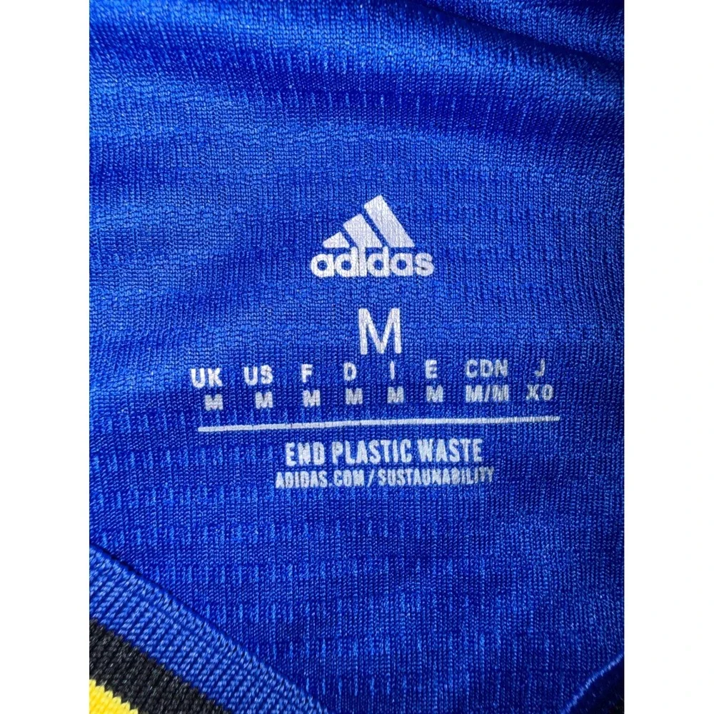 Adidas Tanzania Soccer Jersey Mens Medium Blue Short Sleeve Aeroready Shirt